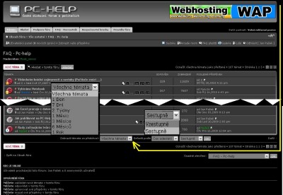 Fórum poskytuje možnost zobrazit bez hledání příspěvky za určitý časový úsek