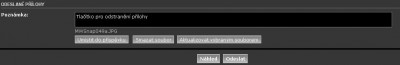 Tlačítka pro odstranění přílohy a aktualizaci vybraného souboru