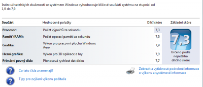 Toto je hodnocení bez OC s OC zvednu paměti na 7,7 a cpu na 7,6