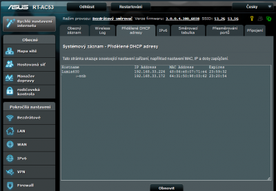 Seznam připojených klientů