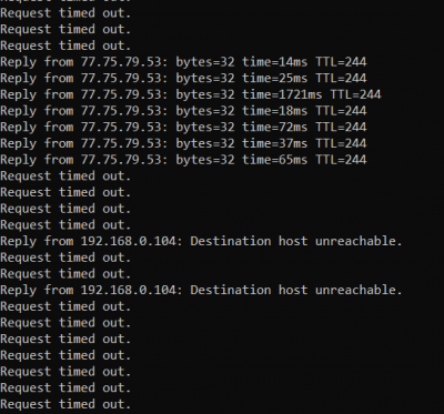 ping na seznam v době nefunkčnosti